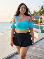 Cyan Frill Black Skorts Set (2 Pcs)
