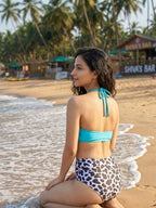 Cyan Cow Halter Ruched Set (2 Pcs)