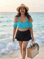 Cyan Frill Black Skorts Set (2 Pcs)