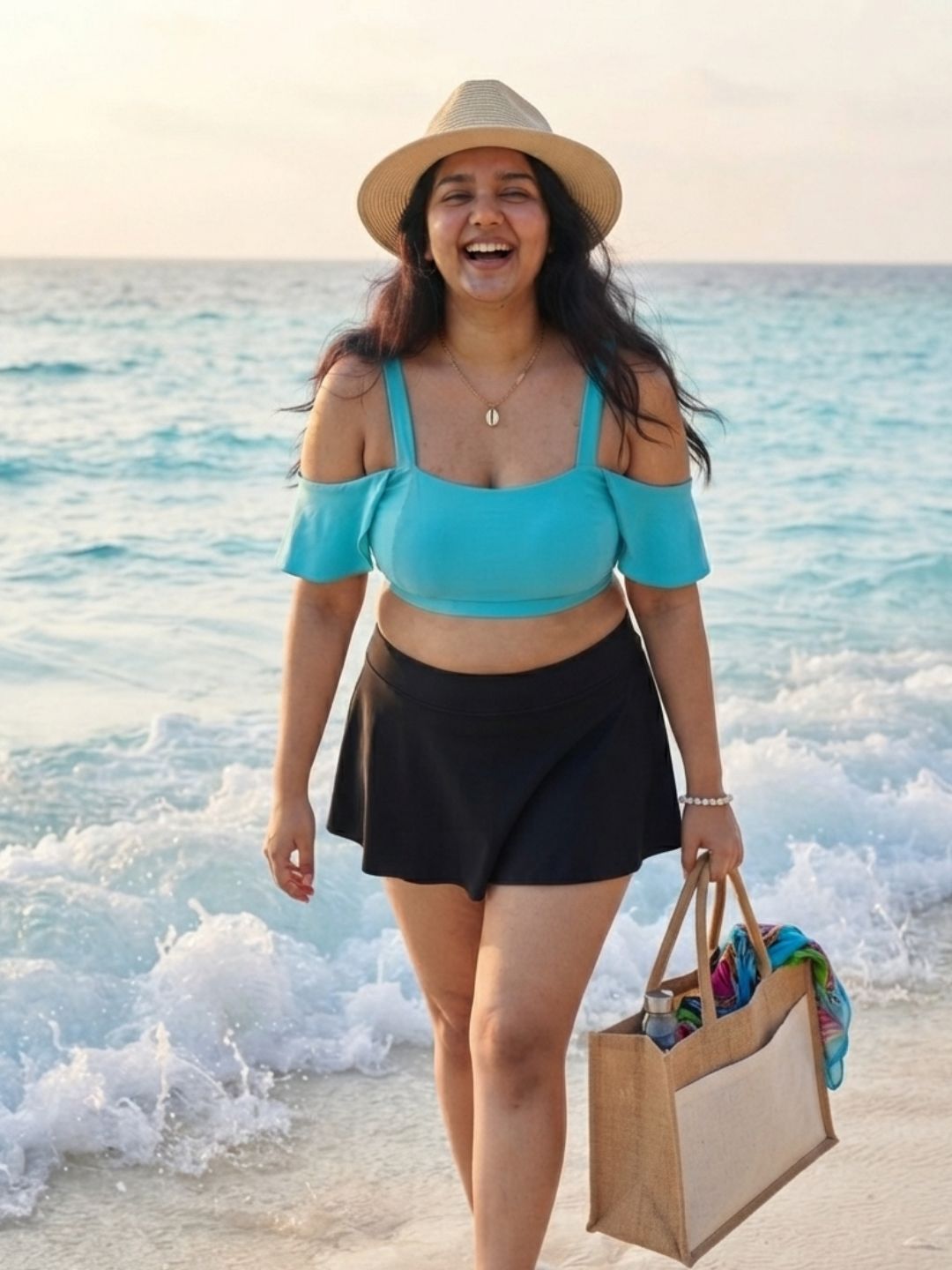 Cyan Frill Black Skorts Set (2 Pcs)
