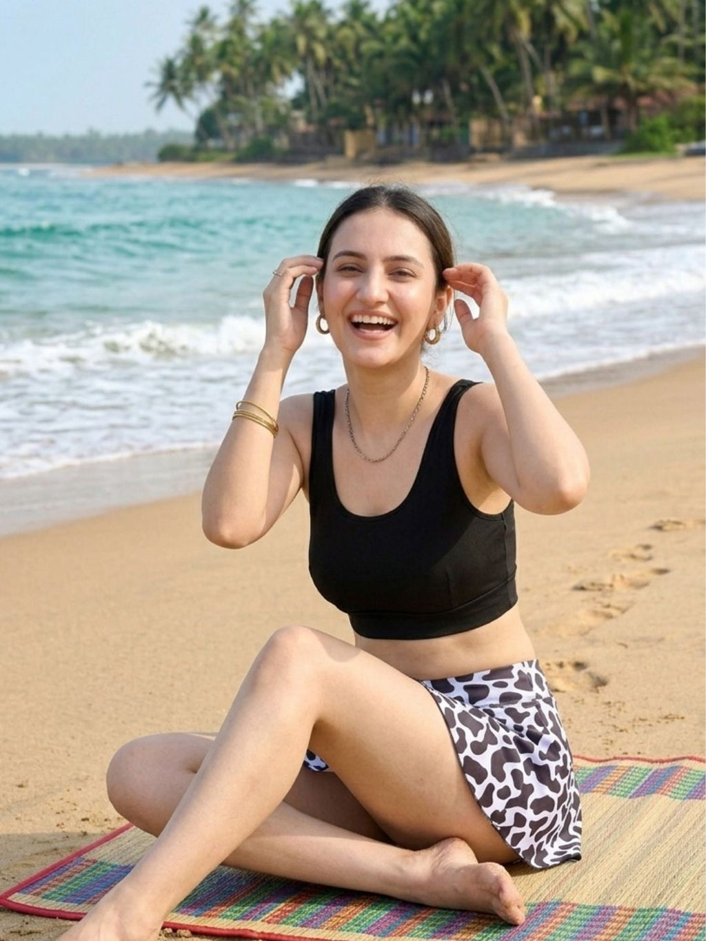 Black Butterfly Cow Skorts Set (2 Pcs)
