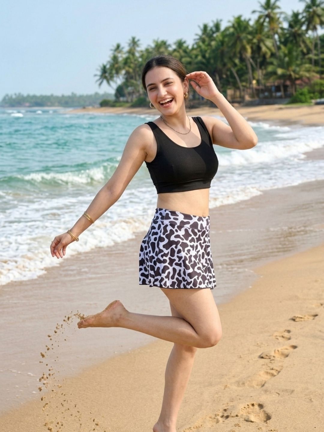 Black Butterfly Cow Skorts Set (2 Pcs)