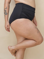 Cyan Frill Black Ruched Set (2 Pcs)