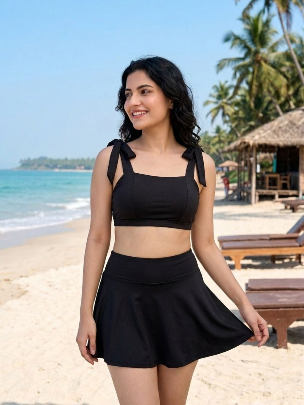 Romantic Black Skorts Set (2 Pcs)