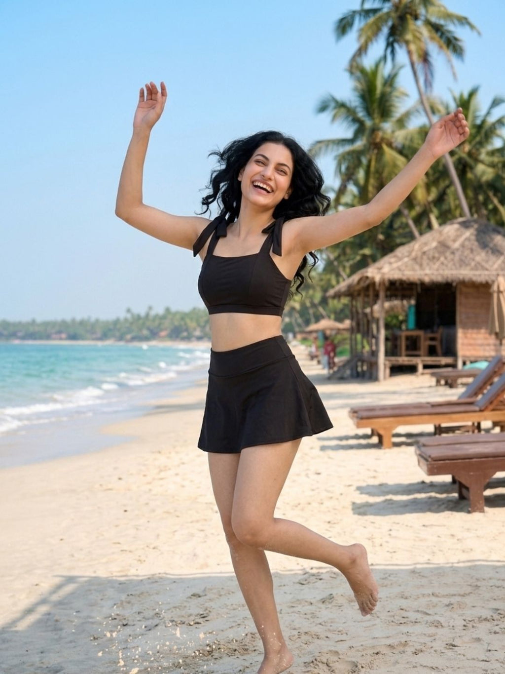 Romantic Black Skorts Set (2 Pcs)