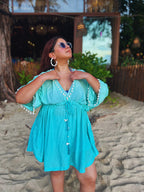 Teal Sea Shell Kaftan Dress