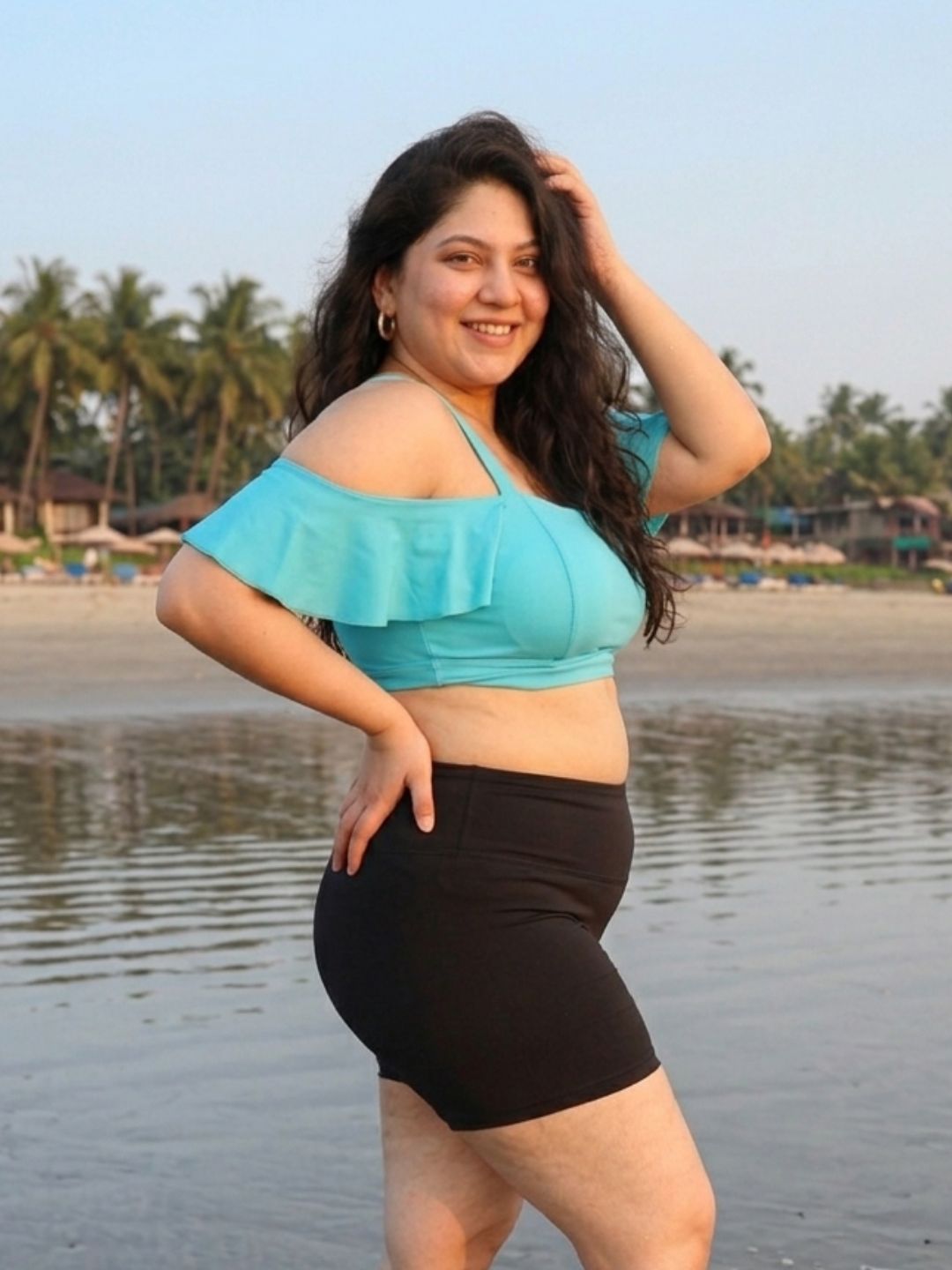 Cyan Frill Shorts Set (2 Pcs)