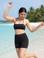 Black Butterfly Halter Shorts Set (2 Pcs)