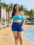 Cyan Frill Royal Shorts Set (2 Pcs)