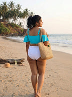 Cyan Frill Ruched Set (2 Pcs)