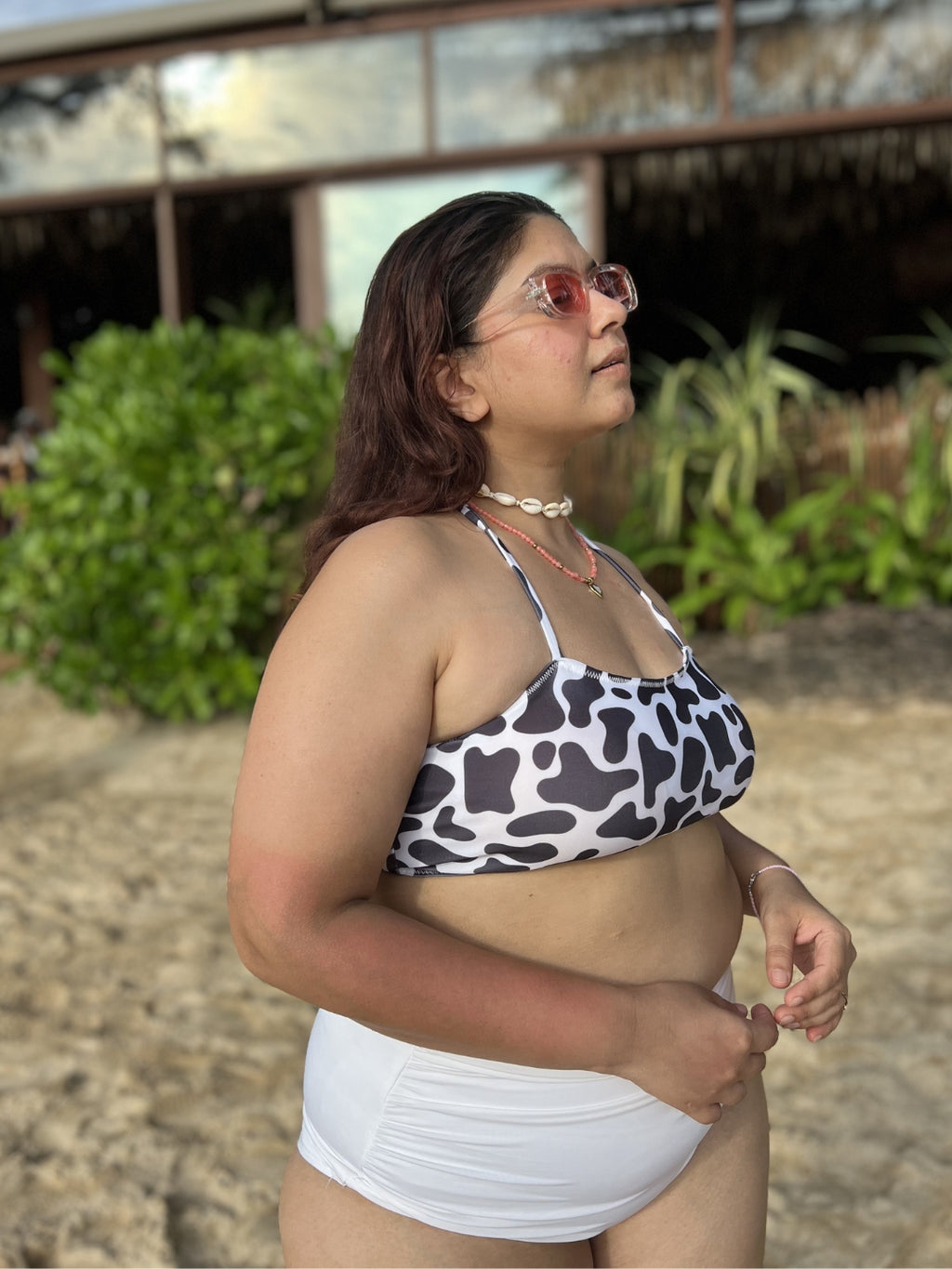 Cow Lily Ruched Set (2 Pcs)