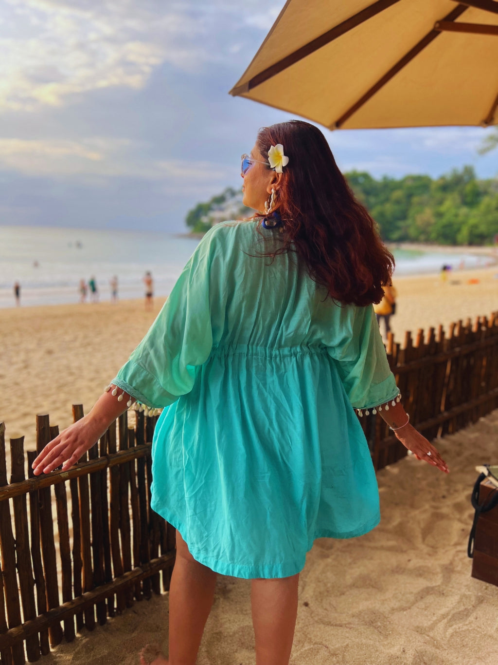 Teal Sea Shell Kaftan Dress