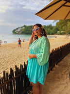 Teal Sea Shell Kaftan Dress
