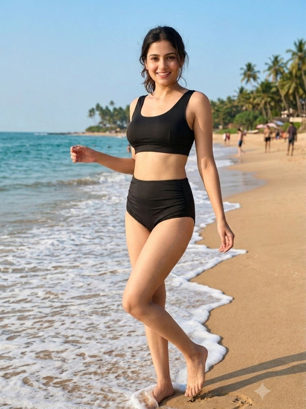 Black Butterfly Ruched Set (2 Pcs)
