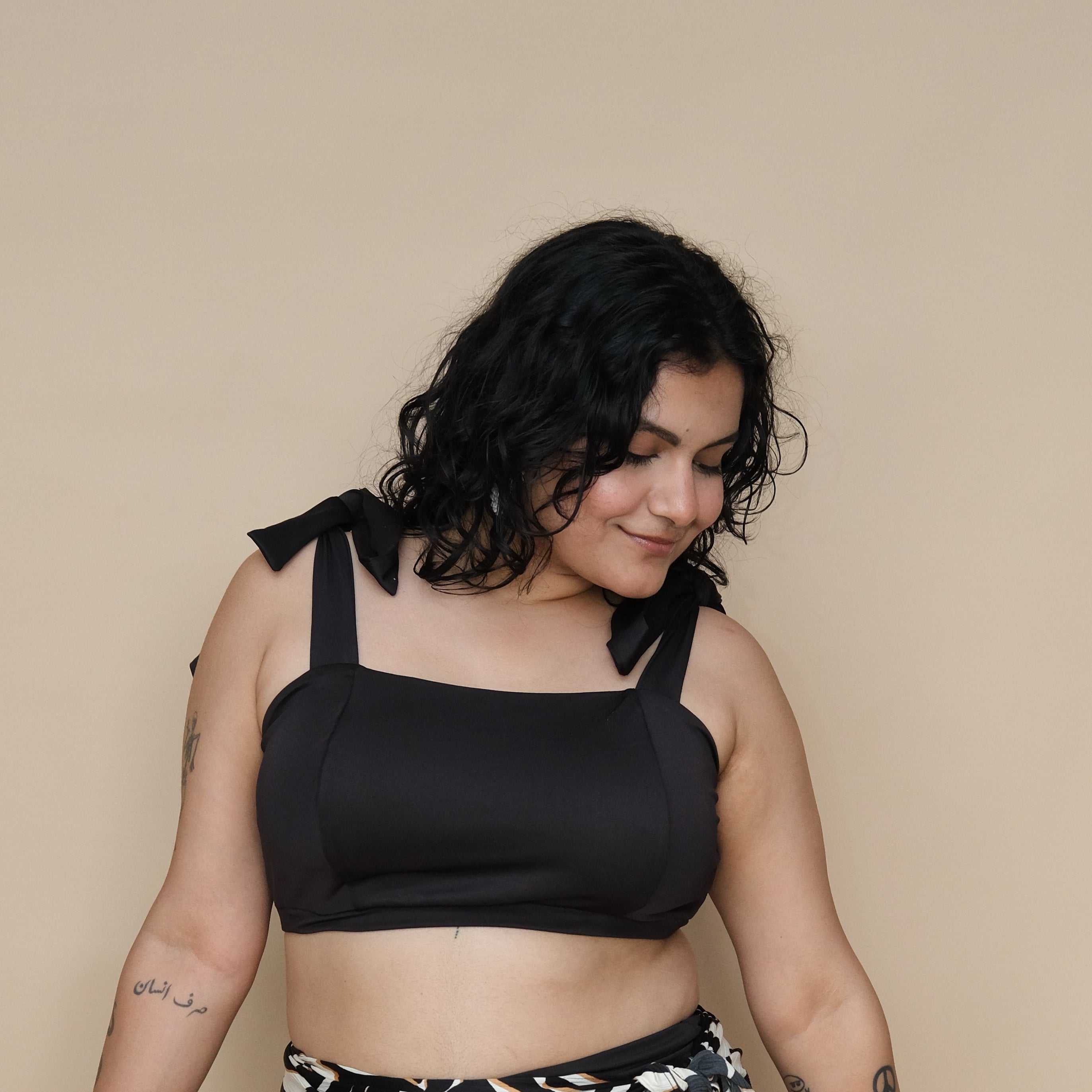 Black Butterfly Romantic Knot Top