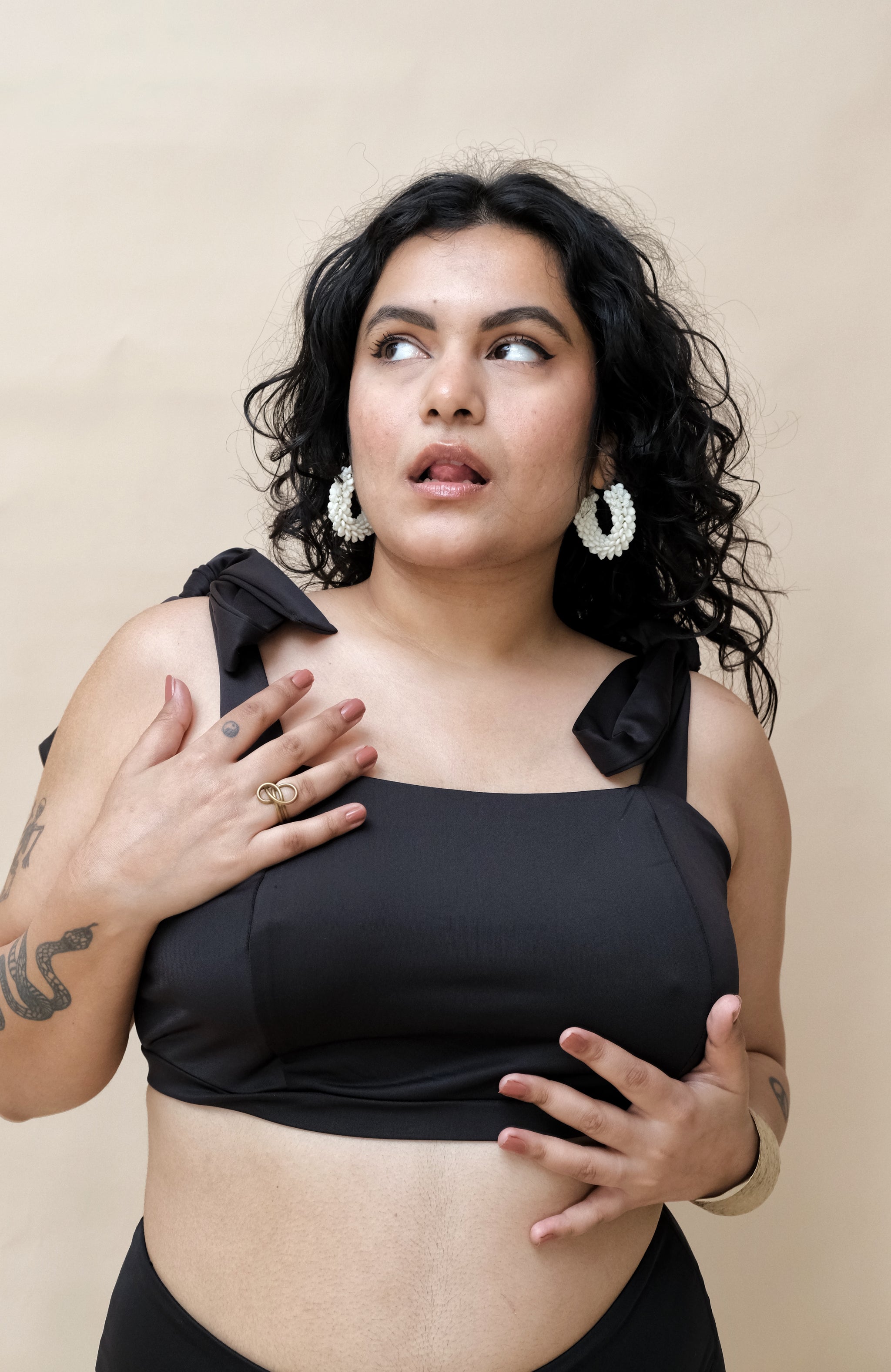 Black Butterfly Romantic Knot Top