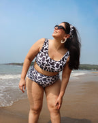 Woman in a cow print bikini 