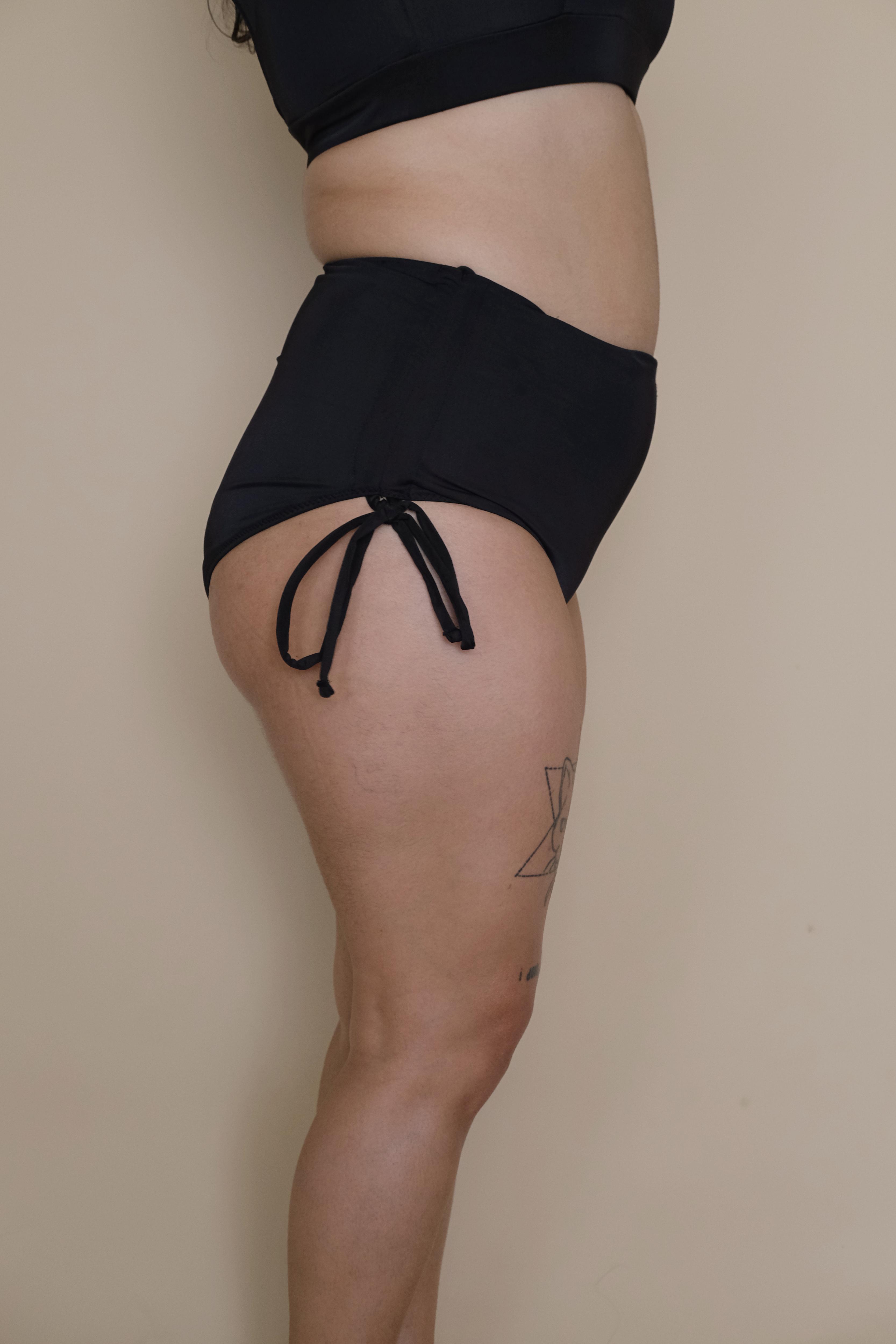 Black shorts worn by a Plus size woman