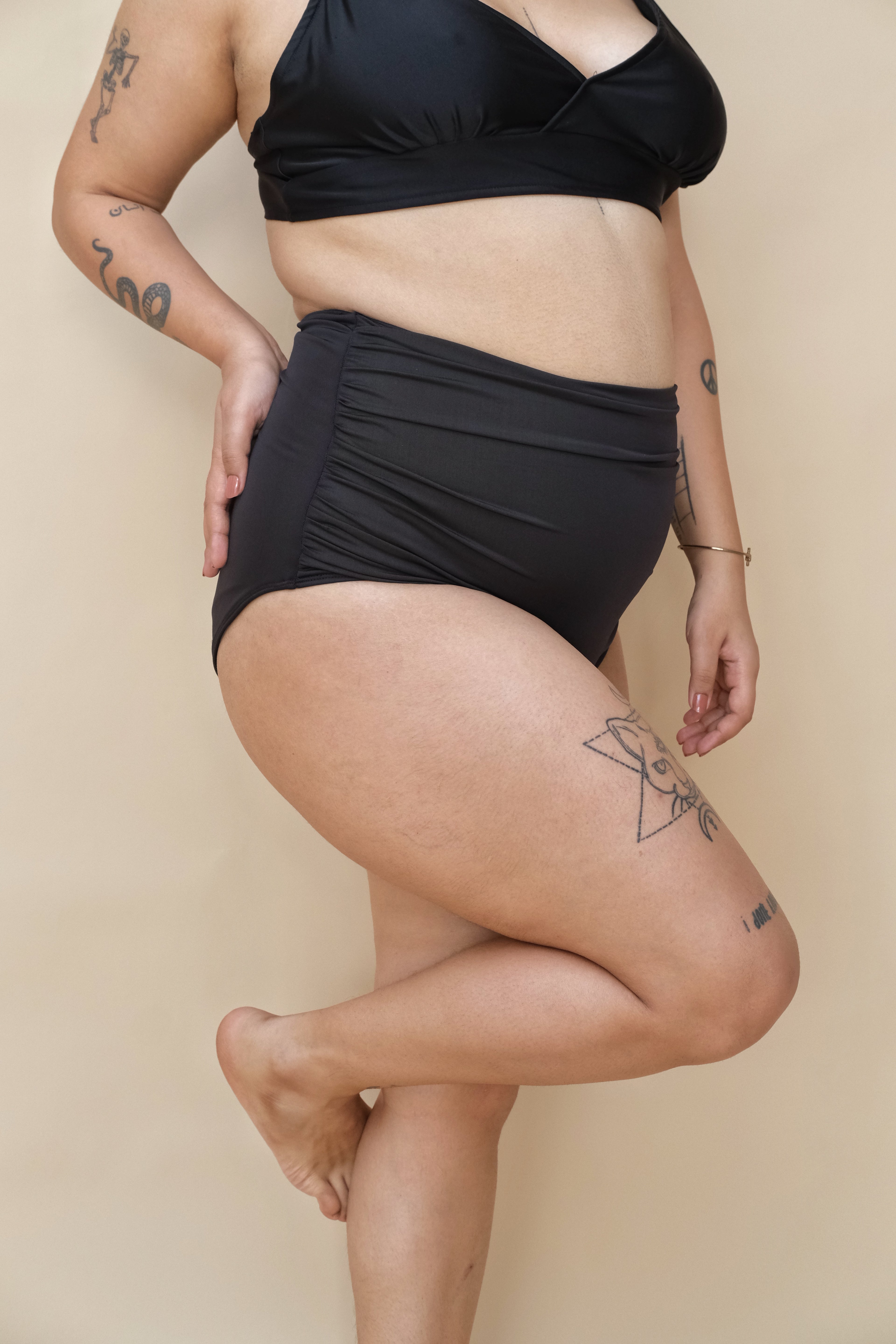 Woman wearing a black bikini 