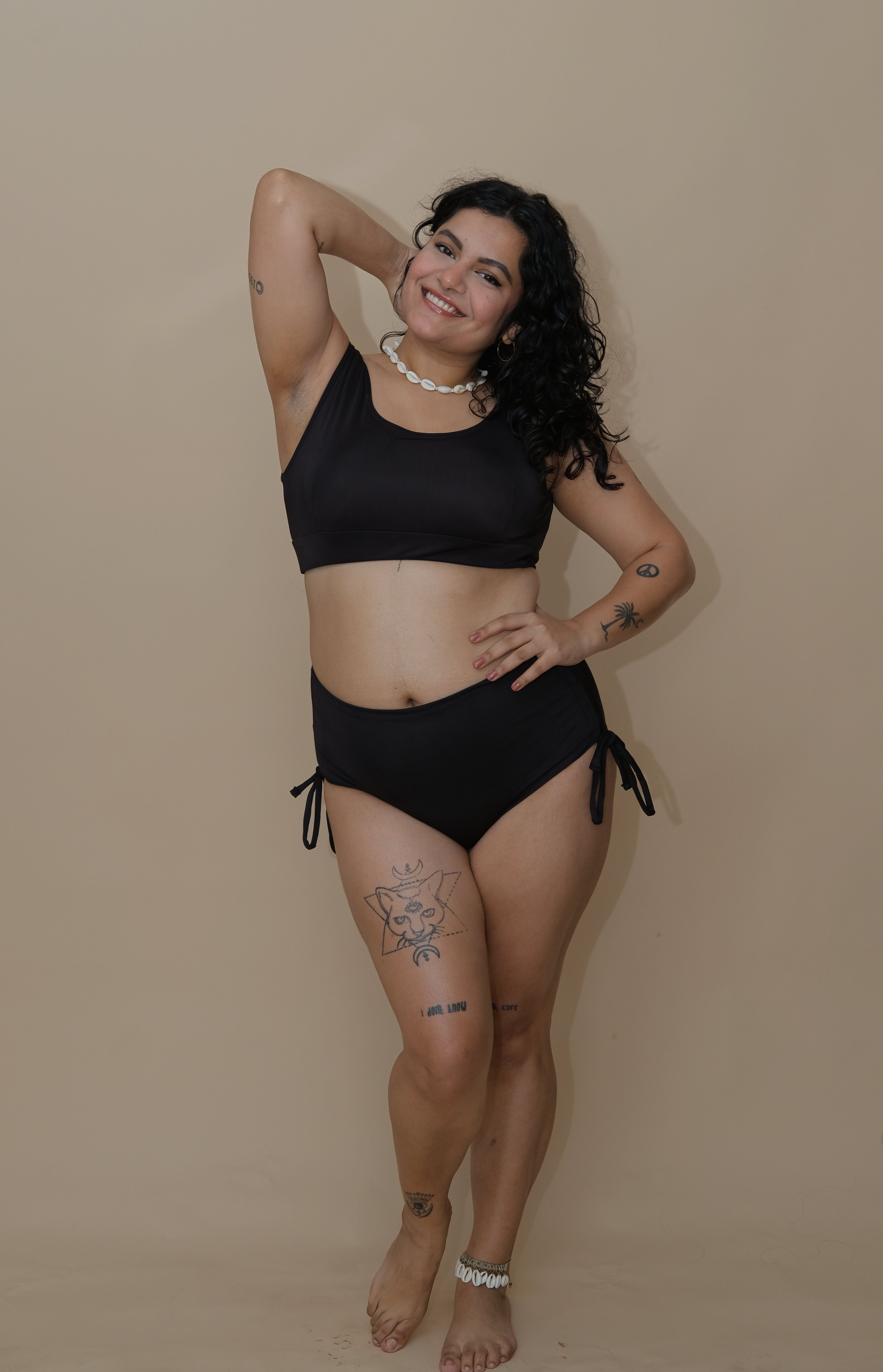 Woman wearing a black bikini 