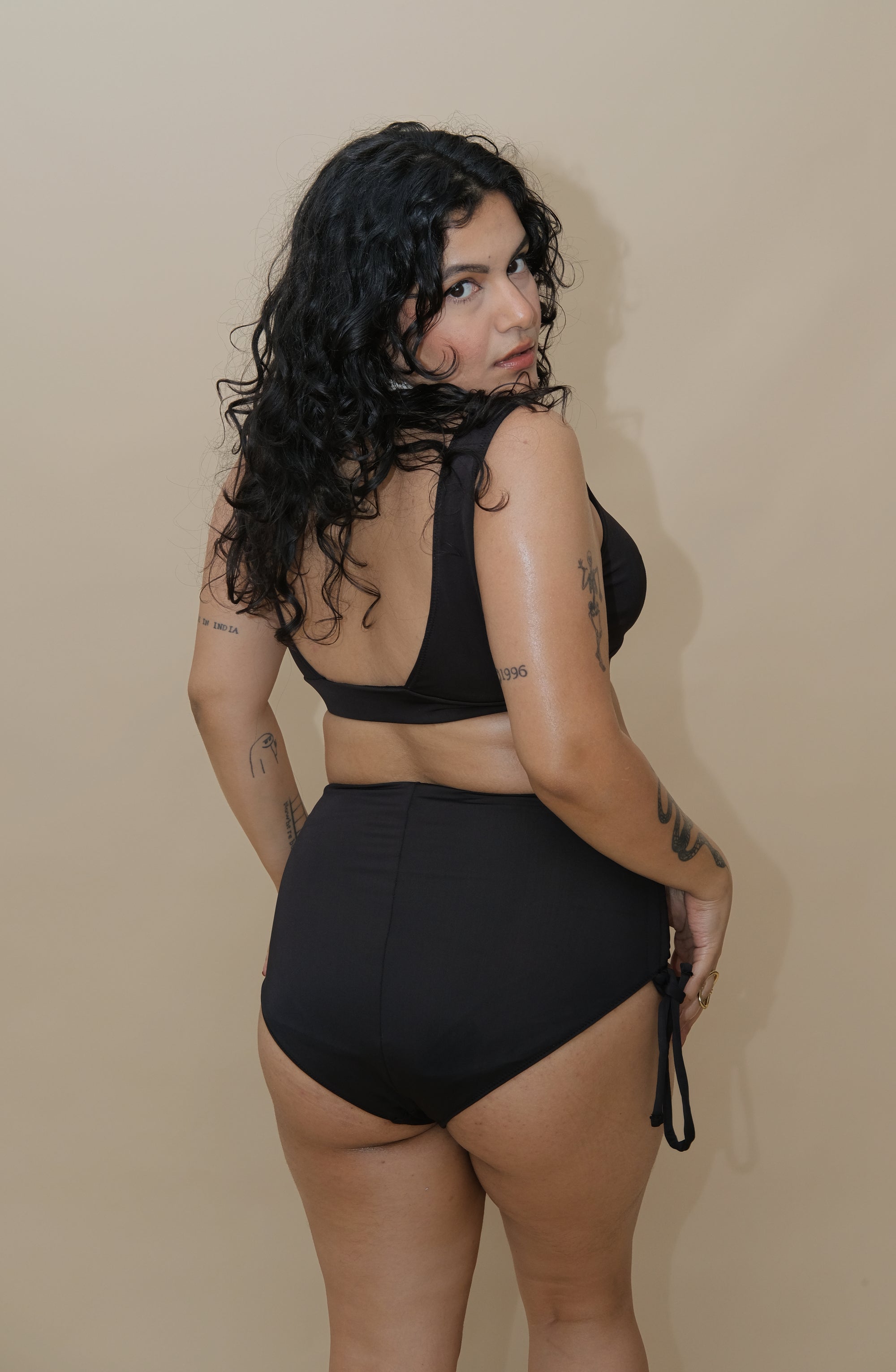 Woman wearing a black bikini