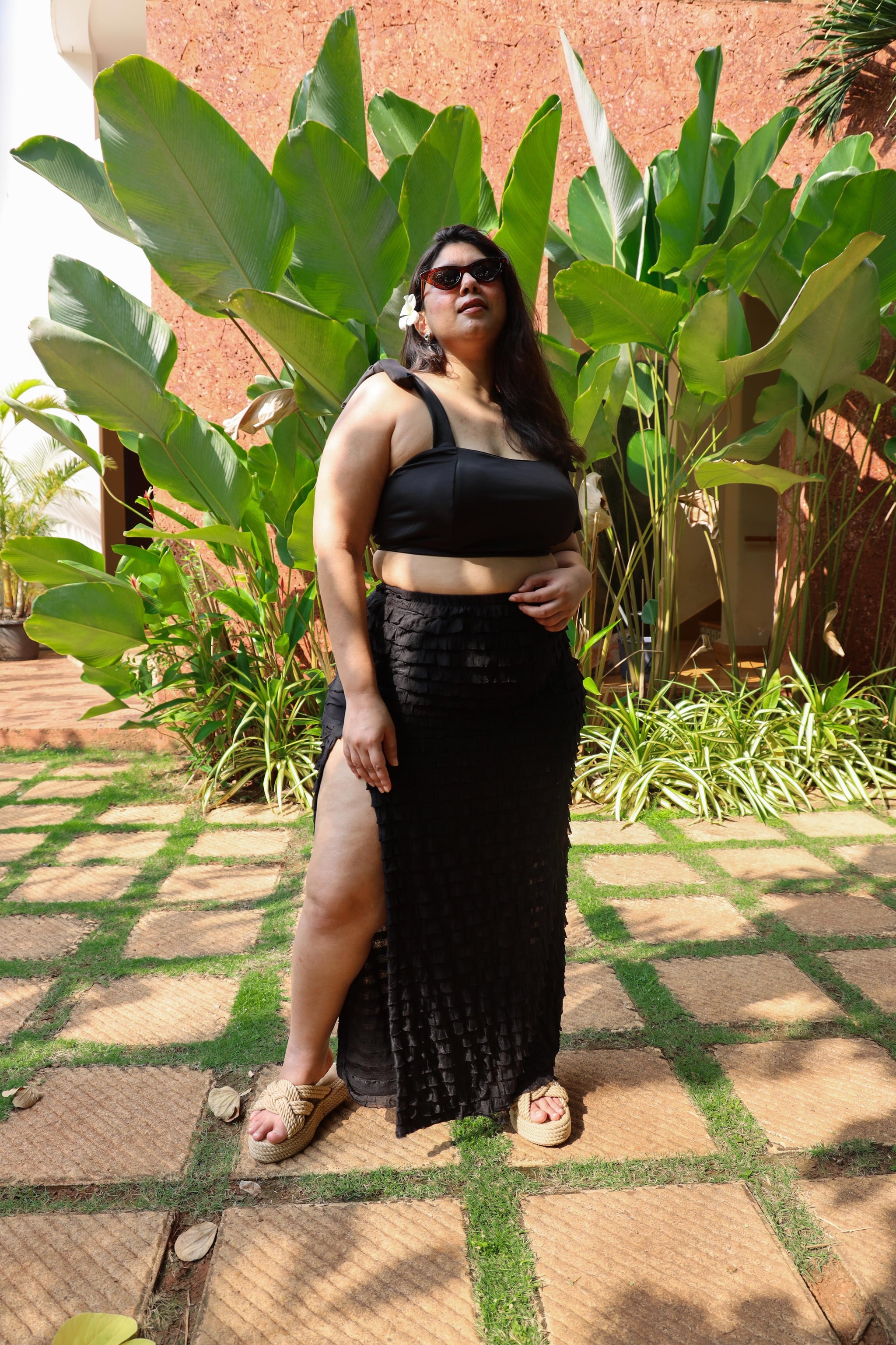 Woman in a black outfit 