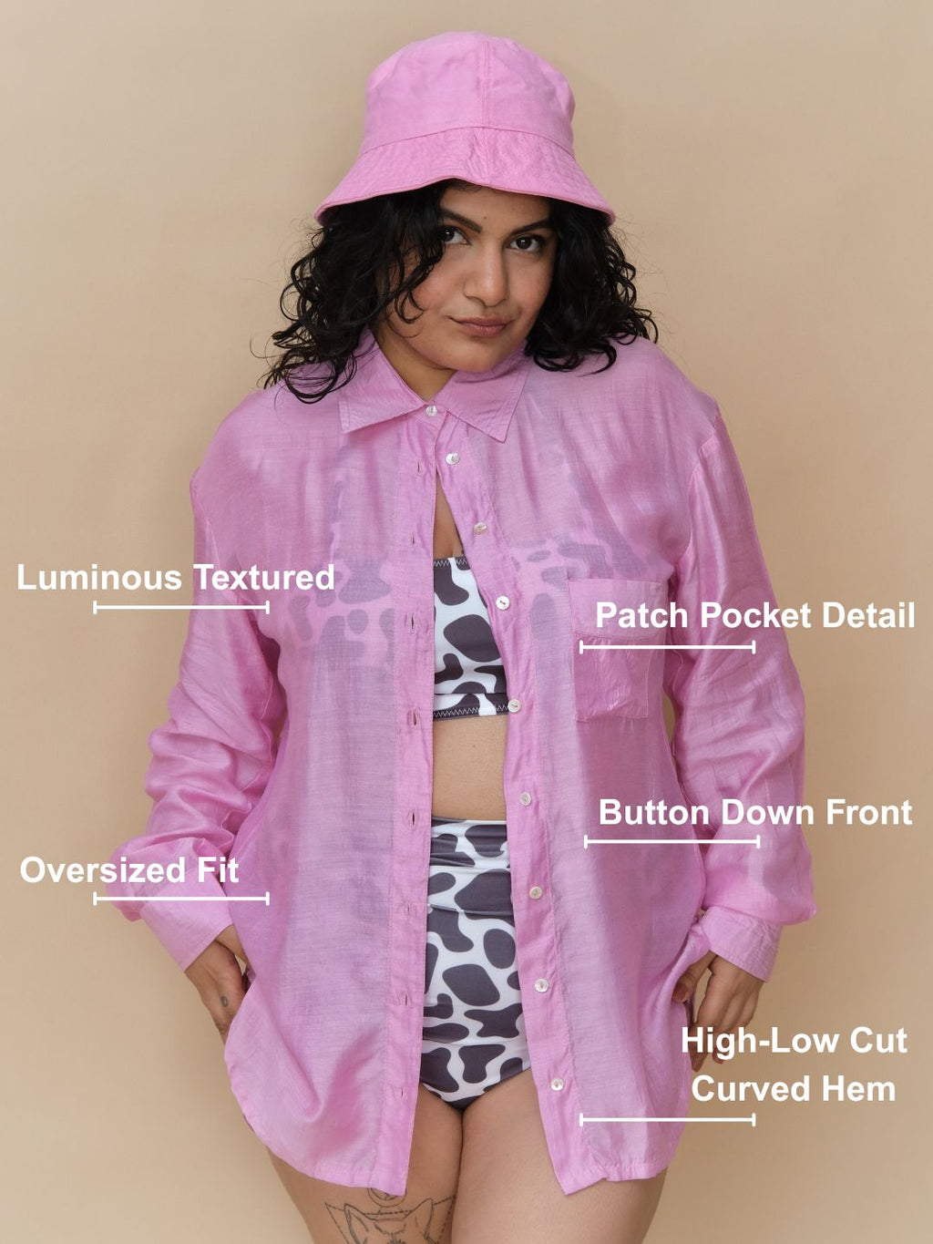 Bubblegum Pink Shirt Coverup