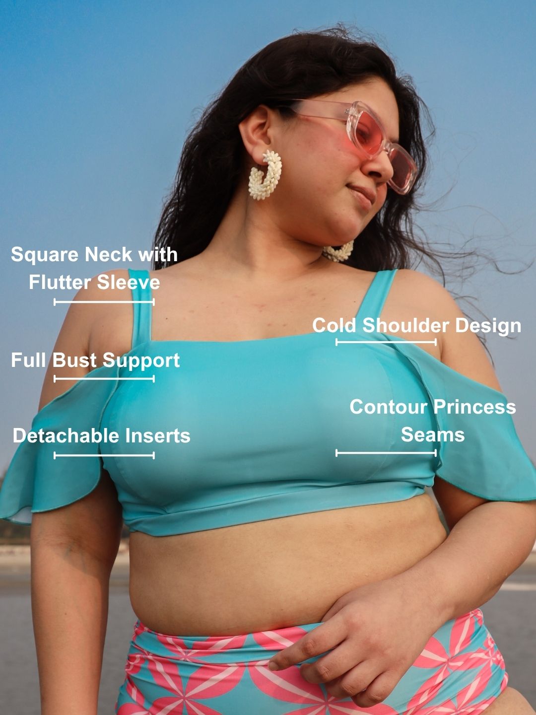 Cyan-derella Off-Shoulder Frill Top
